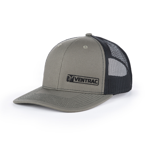 Ventrac Olive/Black Trucker Cap Front on White Background	