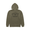 Image of a green hoodie with gray Ventrac design on front and back